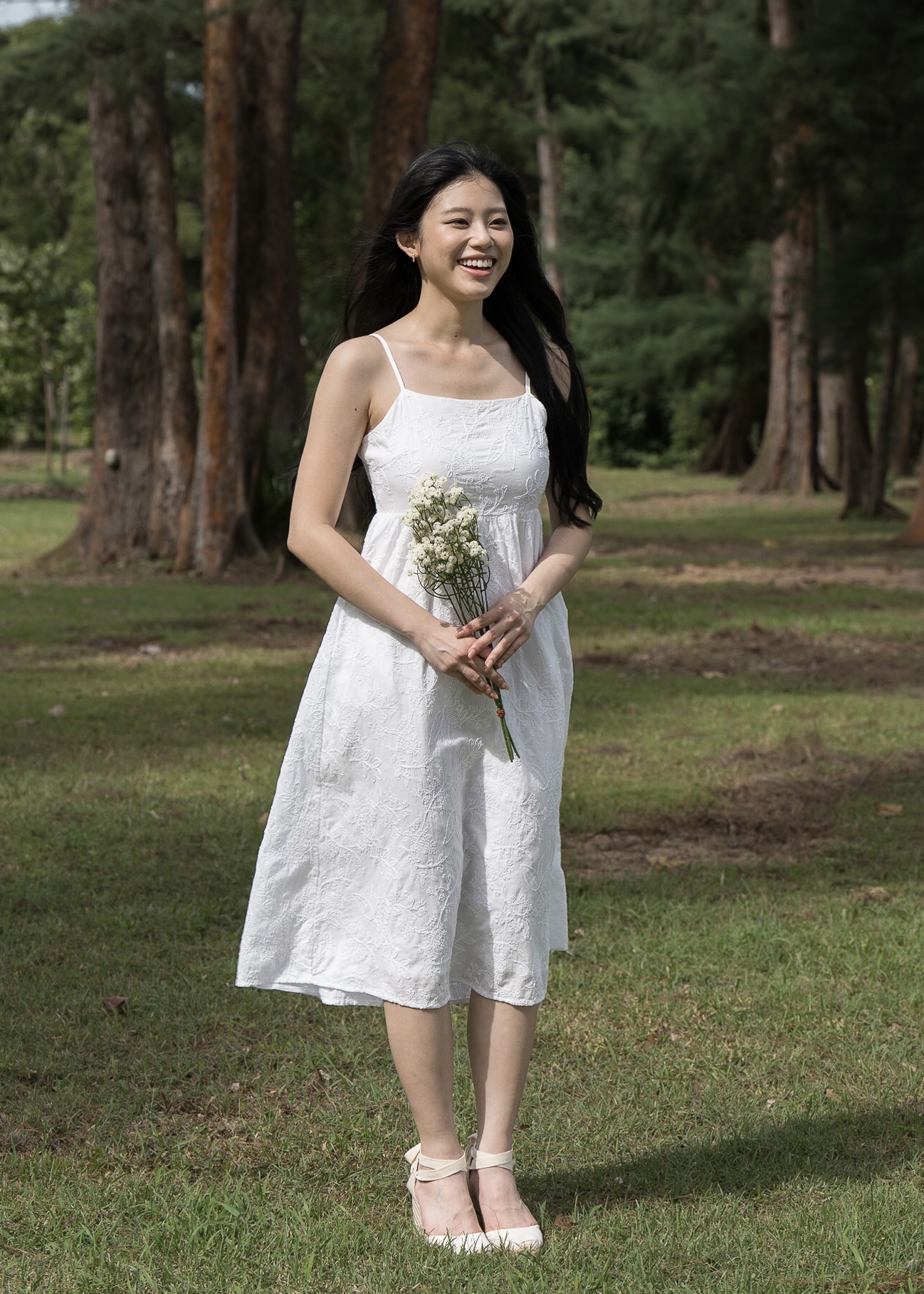 Edith Textured Midi Dress (Cotton White) | DUO