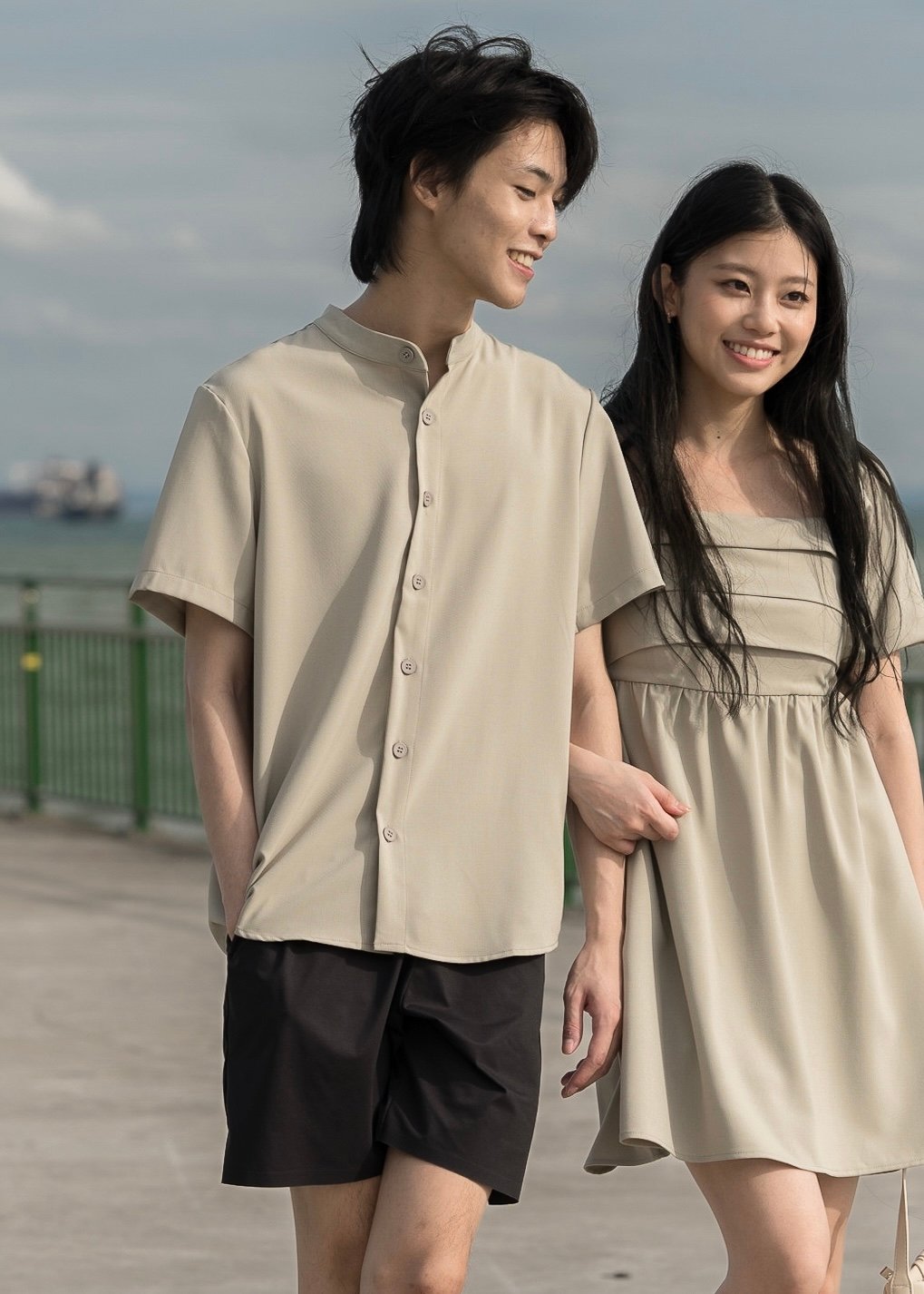 Lay Mandarin Collar Short Sleeved Shirt (Dust Sage)