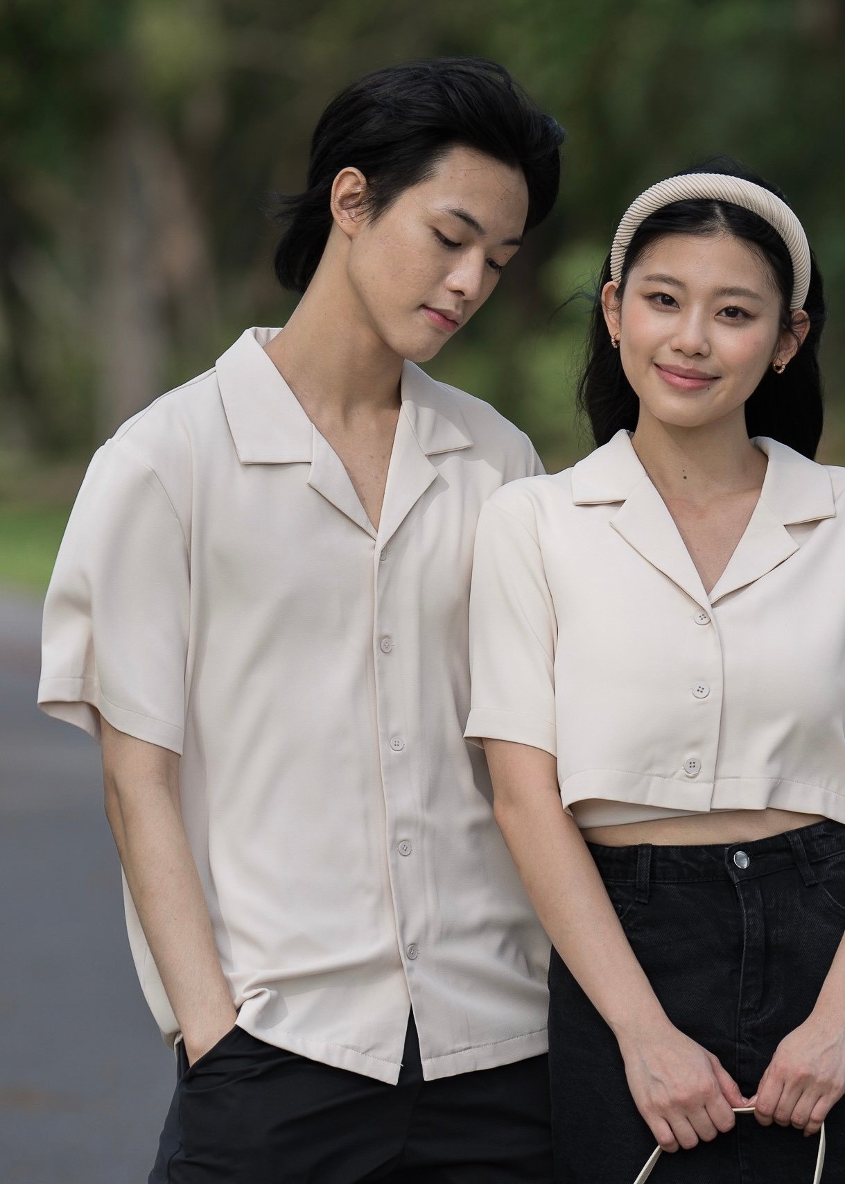 Natt Revere Collar Short Sleeved Shirt (Vanilla)