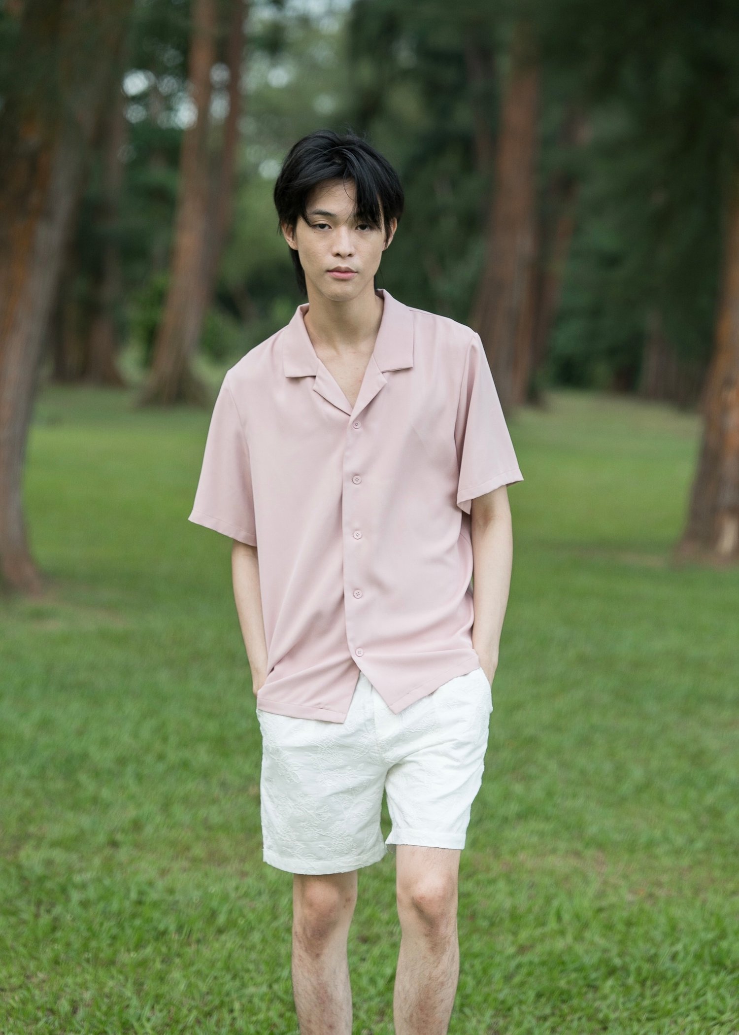 Natt Revere Collar Short Sleeved Shirt (Taffy Pink)