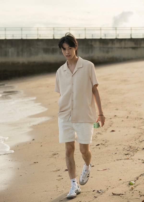 Natt Revere Collar Short Sleeved Shirt (Vanilla)