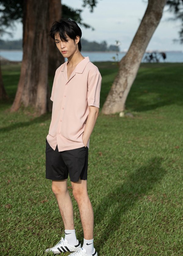 Natt Revere Collar Short Sleeved Shirt (Taffy Pink)